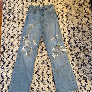 Zara High Waist Ripped Jeans